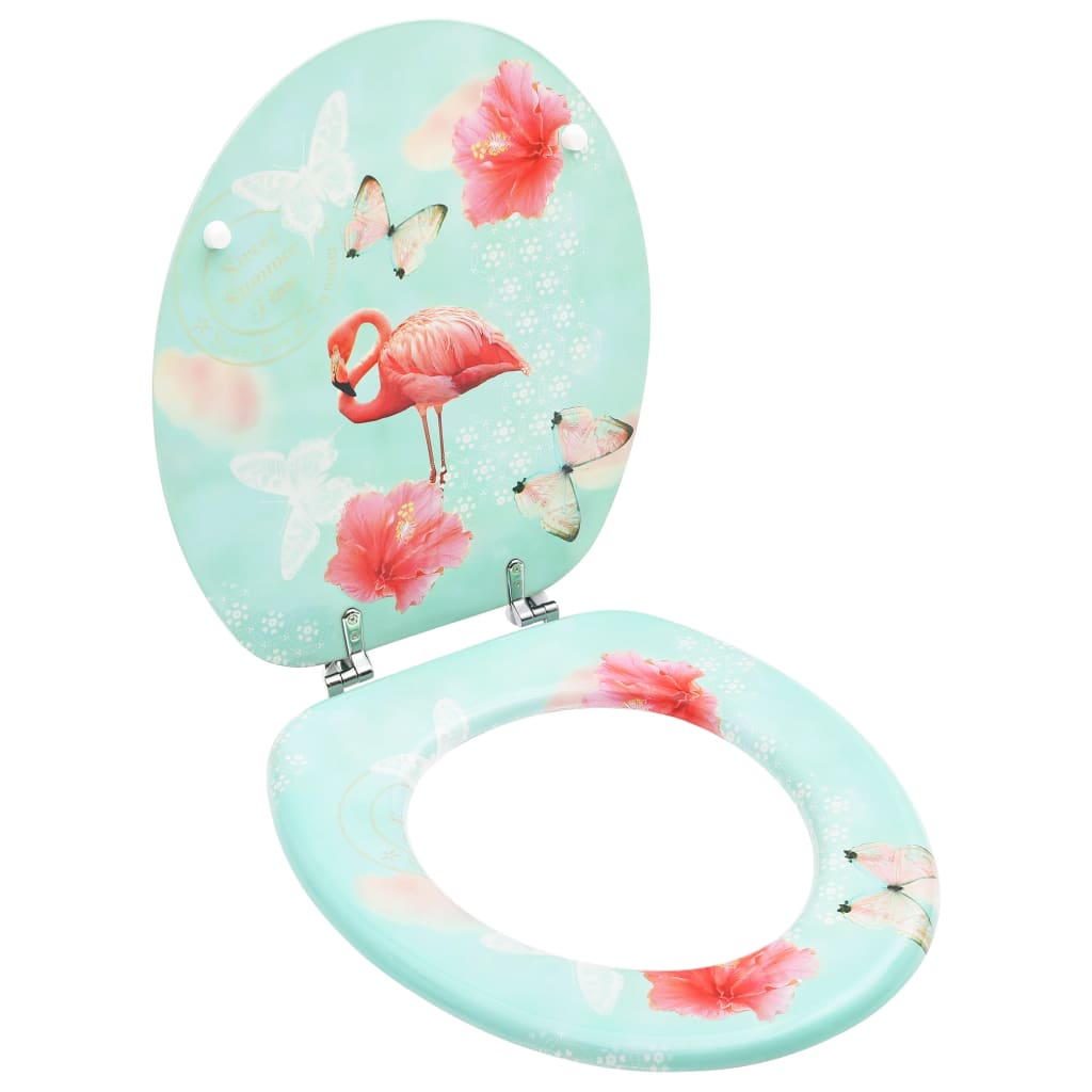 Toiletbril met deksel flamingo MDF is nu te koop bij PeponiXL, paradijselijk wonen!
