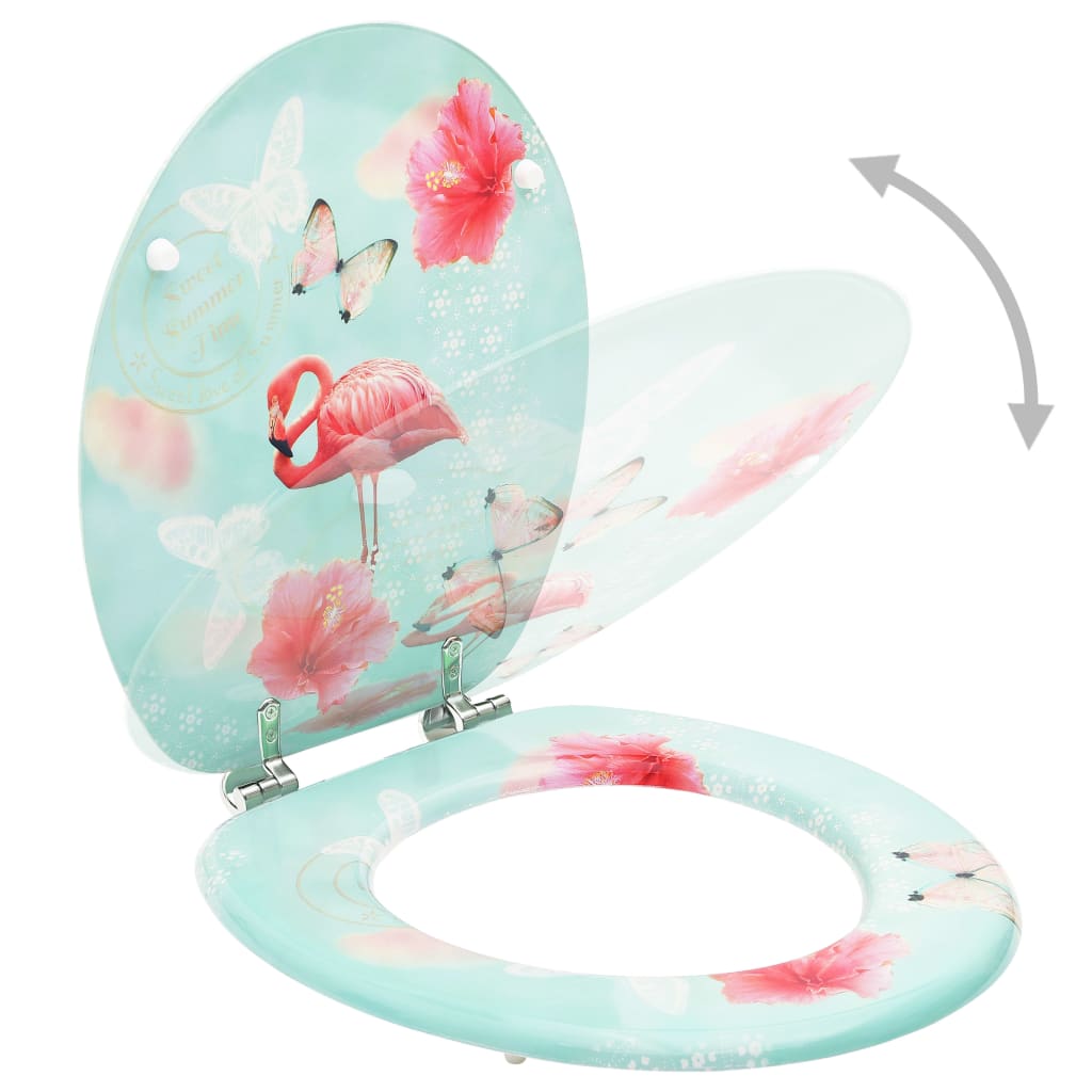 Toiletbril met deksel flamingo MDF is nu te koop bij PeponiXL, paradijselijk wonen!