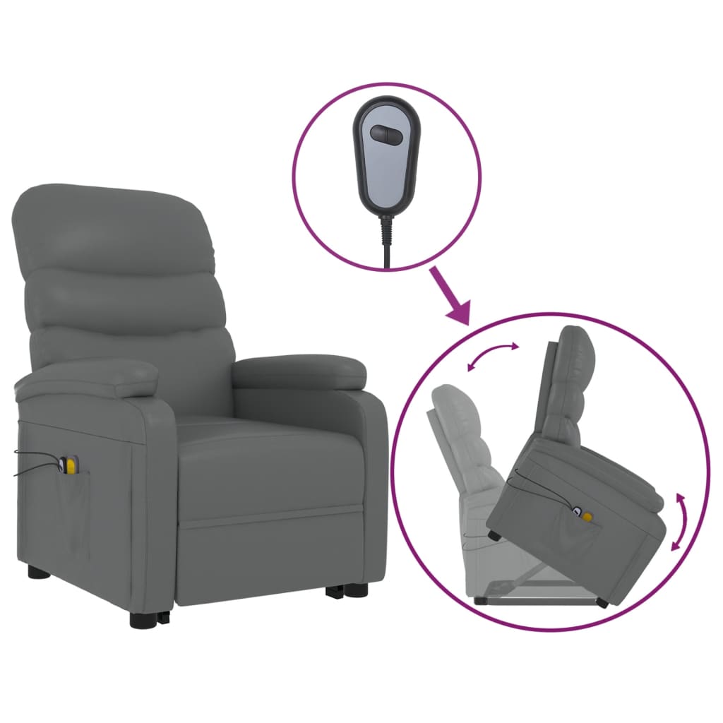 Sta-op-massagestoel kunstleer antracietkleurig is nu te koop bij PeponiXL, paradijselijk wonen!