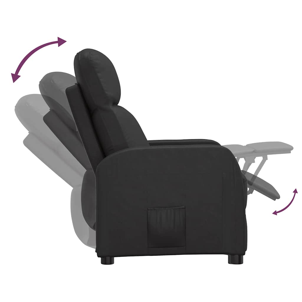 Fauteuil verstelbaar kunstleer zwart is nu te koop bij PeponiXL, paradijselijk wonen!