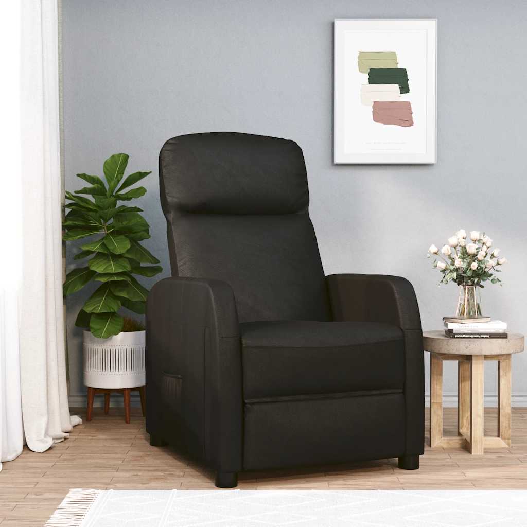 Fauteuil verstelbaar kunstleer zwart is nu te koop bij PeponiXL, paradijselijk wonen!