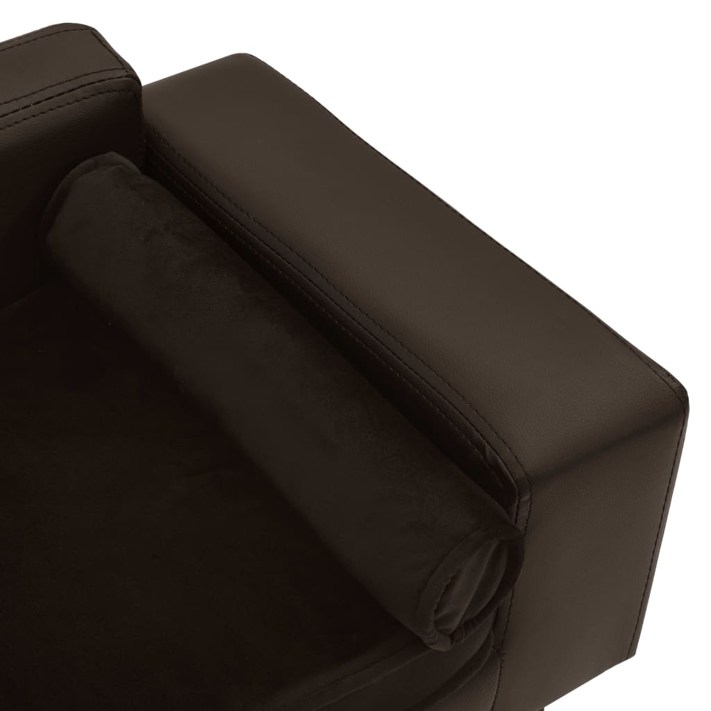 Hondenbank 81x43x31 cm pluche en kunstleer bruin is nu te koop bij PeponiXL, paradijselijk wonen!