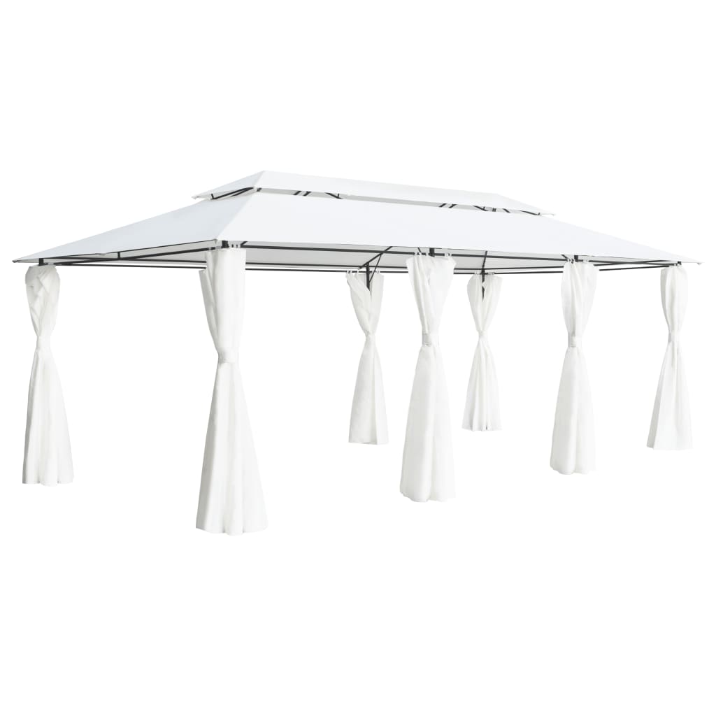 Prieel met gordijnen 180g/m² 600x298x270 cm wit is nu te koop bij PeponiXL, paradijselijk wonen!