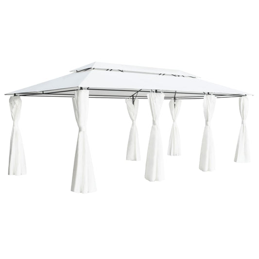 Prieel met gordijnen 180g/m² 600x298x270 cm wit is nu te koop bij PeponiXL, paradijselijk wonen!