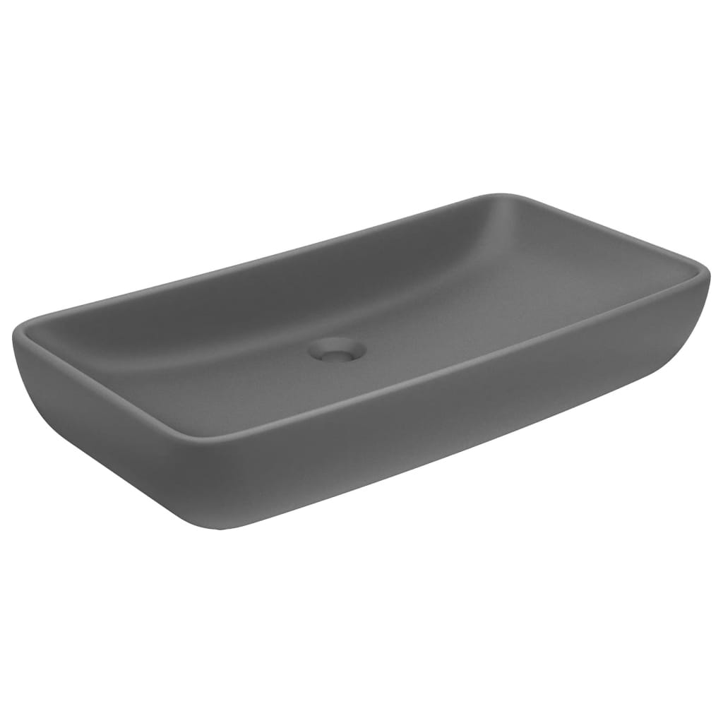 Wastafel rechthoekig 71x38 cm keramiek mat donkergrijs is nu te koop bij PeponiXL, paradijselijk wonen!
