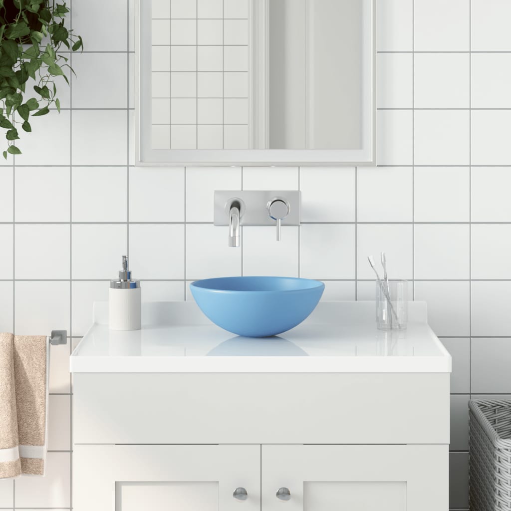 Wastafel rond keramiek lichtblauw is nu te koop bij PeponiXL, paradijselijk wonen!