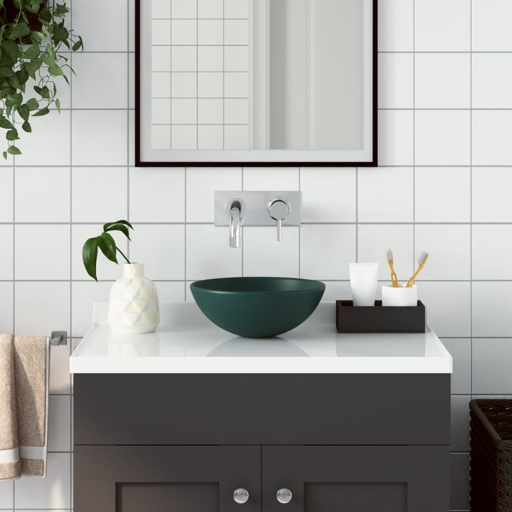 Wastafel rond keramiek donkergroen is nu te koop bij PeponiXL, paradijselijk wonen!