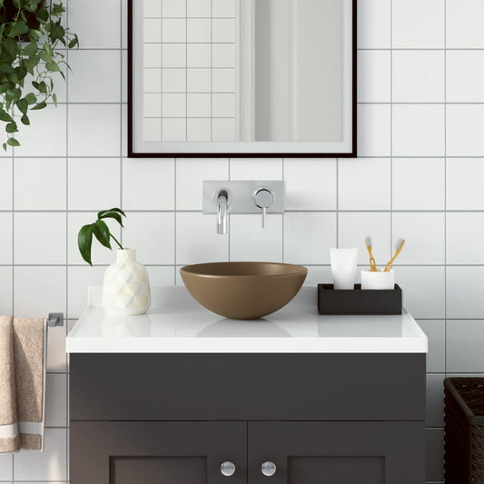 Wastafel rond keramiek matcrème is nu te koop bij PeponiXL, paradijselijk wonen!
