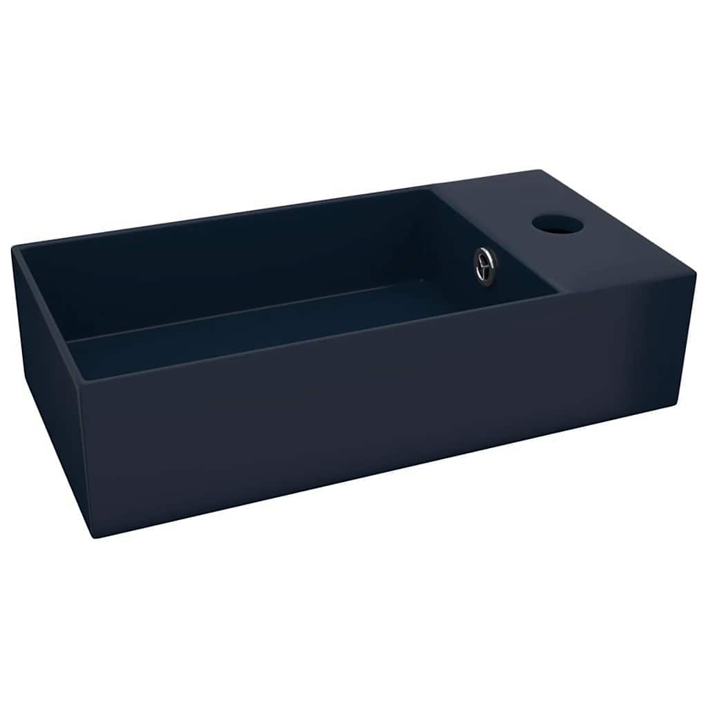 Wastafel met overloop keramiek donkerblauw is nu te koop bij PeponiXL, paradijselijk wonen!