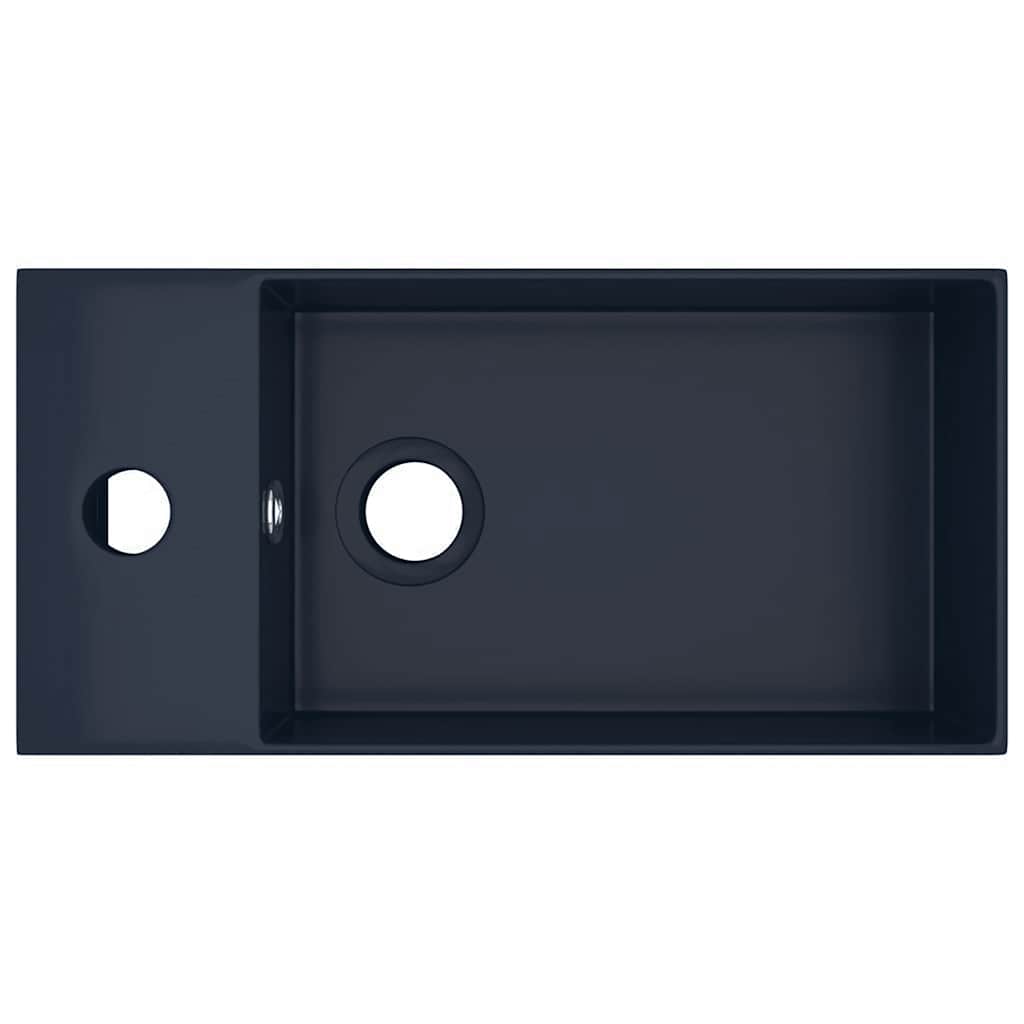 Wastafel met overloop keramiek donkerblauw is nu te koop bij PeponiXL, paradijselijk wonen!