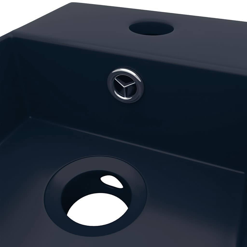 Wastafel met overloop keramiek donkerblauw is nu te koop bij PeponiXL, paradijselijk wonen!