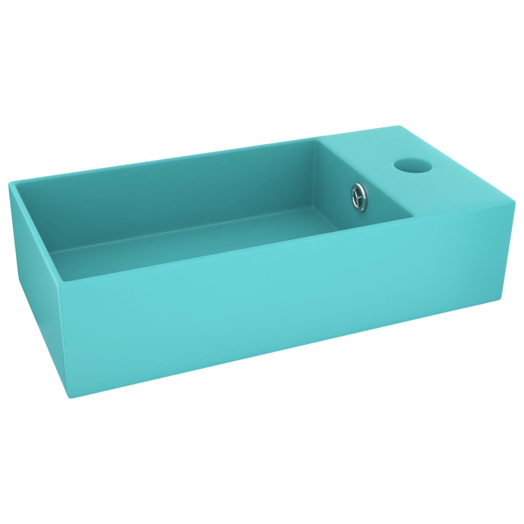 Wastafel met overloop keramiek lichtgroen is nu te koop bij PeponiXL, paradijselijk wonen!
