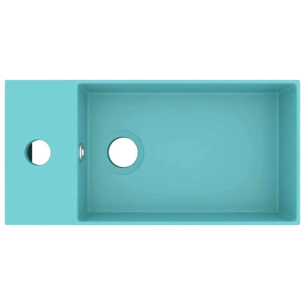 Wastafel met overloop keramiek lichtgroen is nu te koop bij PeponiXL, paradijselijk wonen!