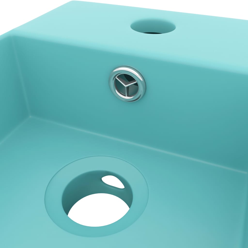 Wastafel met overloop keramiek lichtgroen is nu te koop bij PeponiXL, paradijselijk wonen!