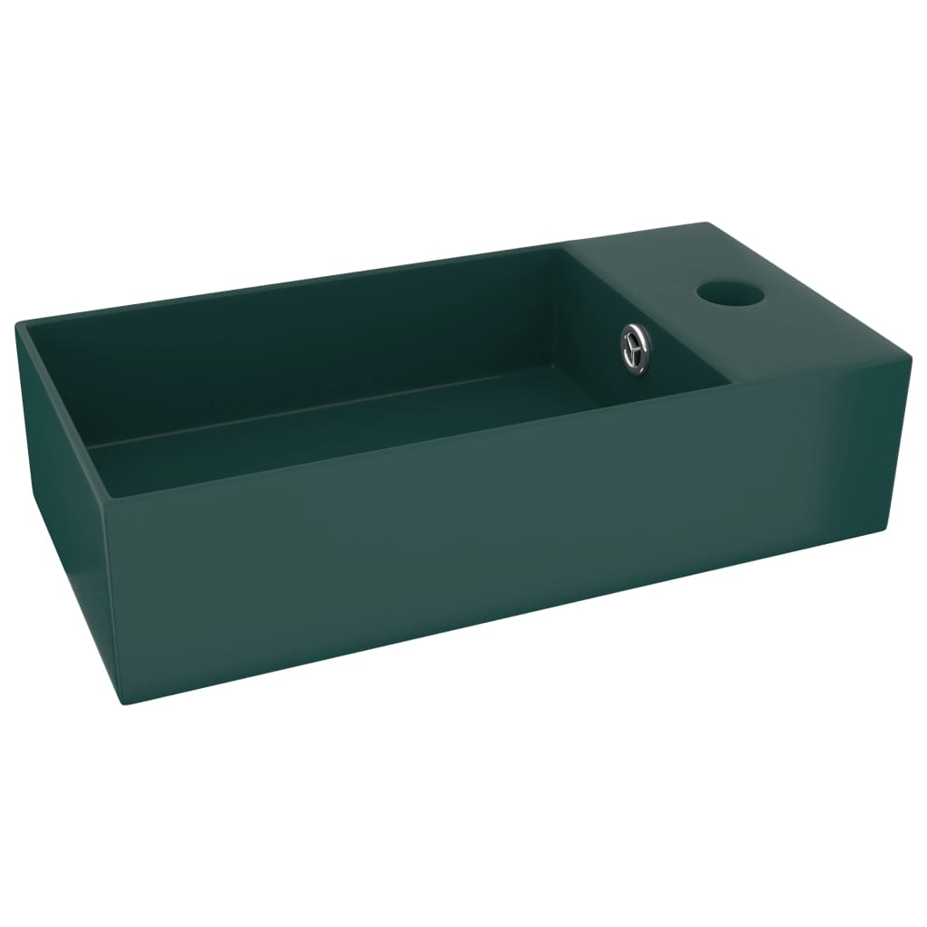 Wastafel met overloop keramiek donkergroen is nu te koop bij PeponiXL, paradijselijk wonen!