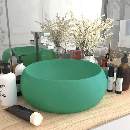 Wastafel rond 40x15 cm keramiek mat lichtgroen is nu te koop bij PeponiXL, paradijselijk wonen!