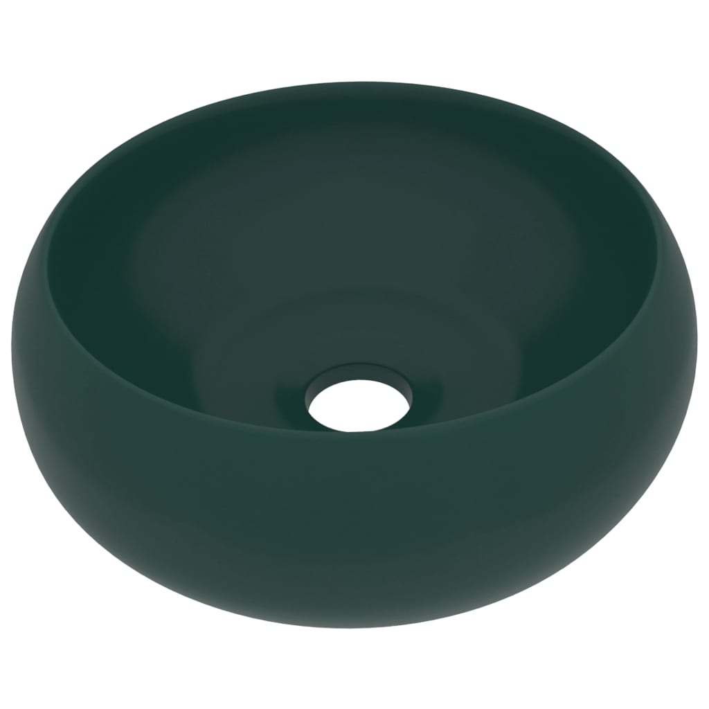 Wastafel rond 40x15 cm keramiek mat donkergroen is nu te koop bij PeponiXL, paradijselijk wonen!