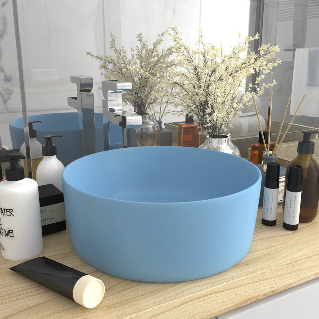 Wastafel rond 40x15 cm keramiek mat lichtblauw is nu te koop bij PeponiXL, paradijselijk wonen!