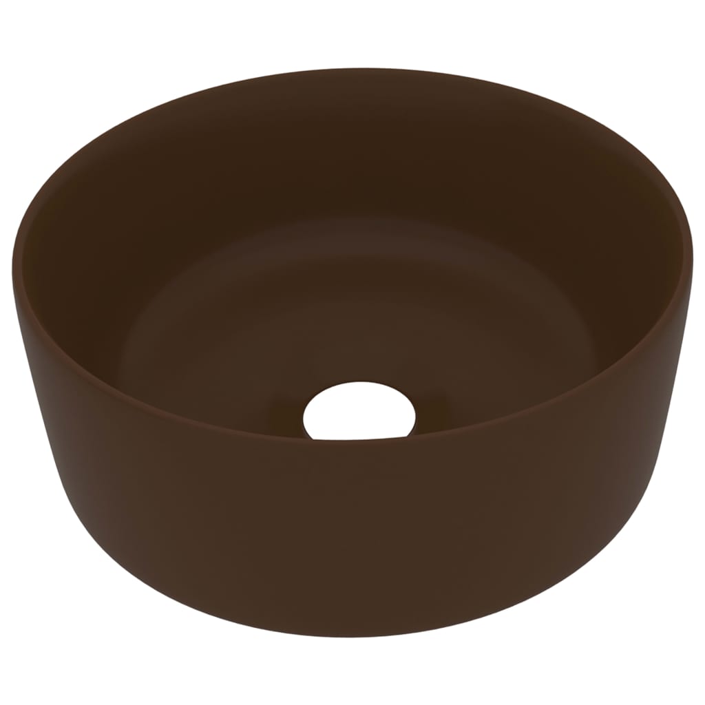 Wastafel rond 40x15 cm keramiek mat donkerbruin is nu te koop bij PeponiXL, paradijselijk wonen!