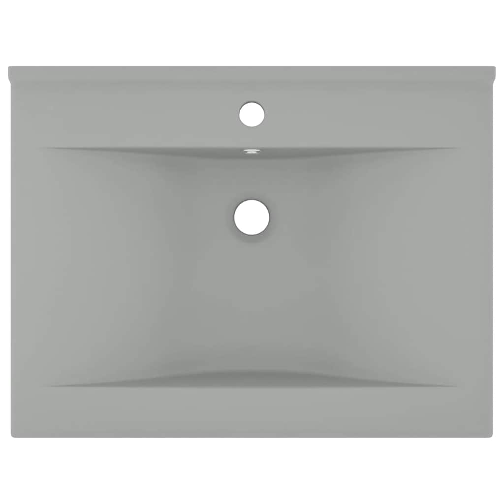 Wastafel met kraangat 60x46 cm keramiek mat lichtgrijs