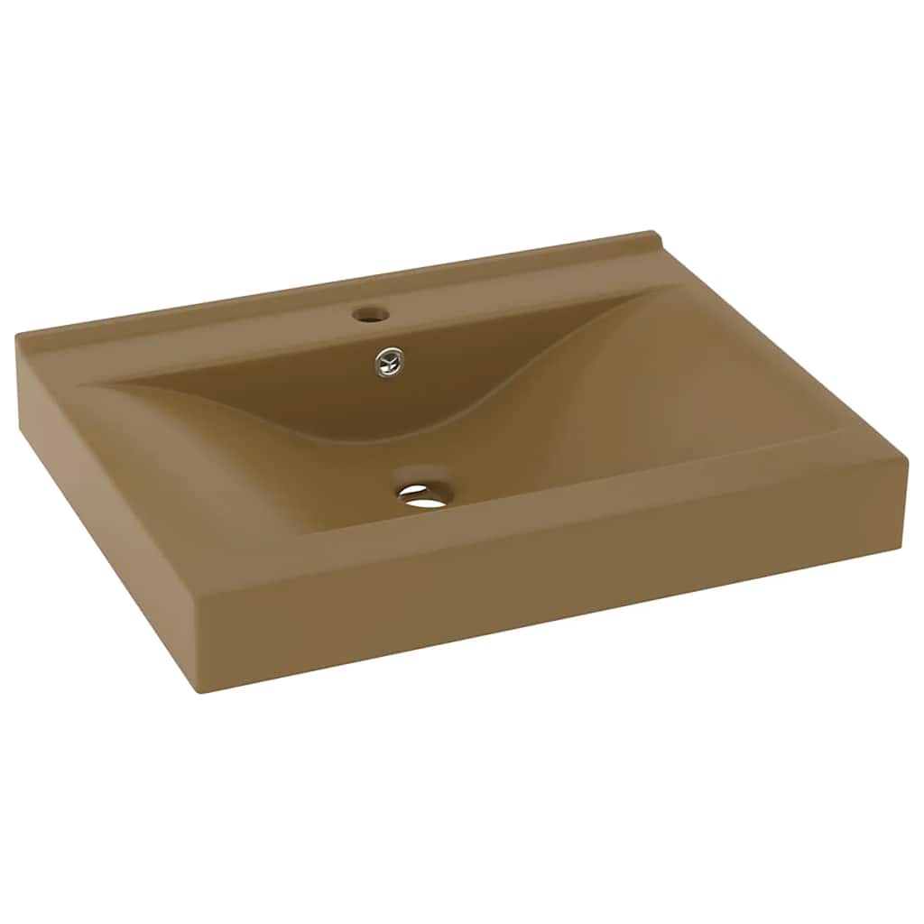 Wastafel met kraangat 60x46 cm keramiek matcrème