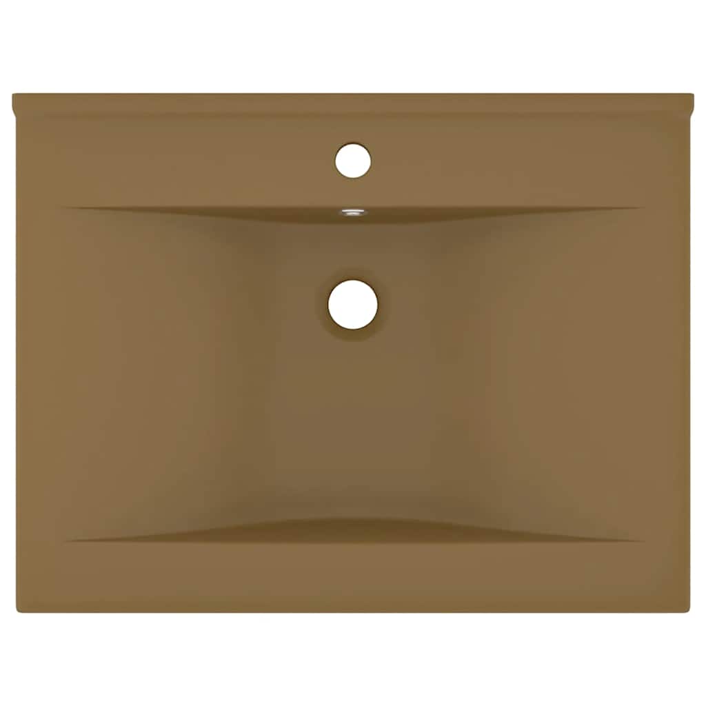 Wastafel met kraangat 60x46 cm keramiek matcrème