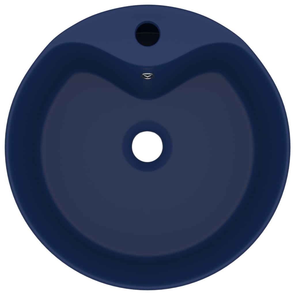 Wastafel met overloop 36x13 cm keramiek mat donkerblauw is nu te koop bij PeponiXL, paradijselijk wonen!