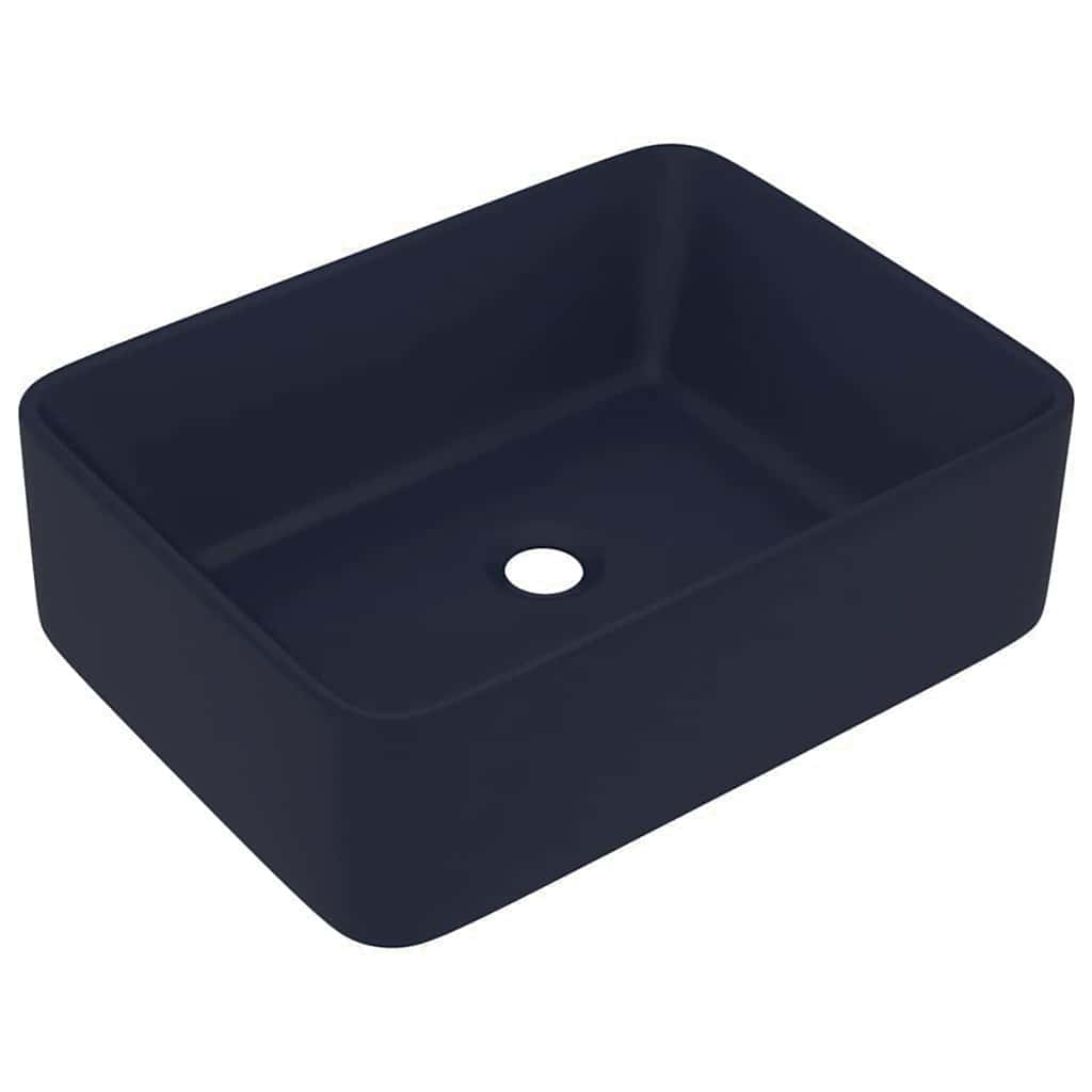 Wastafel 41x30x12 cm keramiek mat donkerblauw