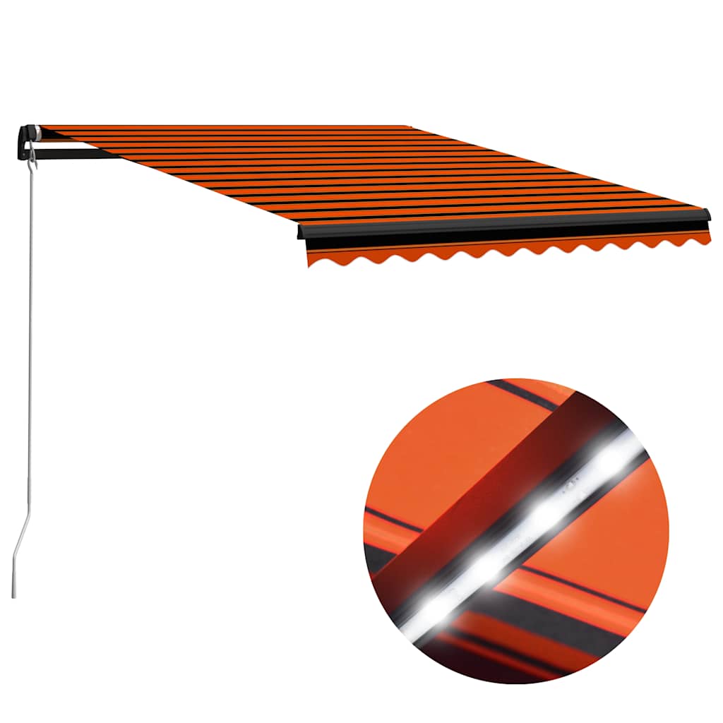 Luifel handmatig uittrekbaar met LED 300x250 cm oranje en bruin is nu te koop bij PeponiXL, paradijselijk wonen!