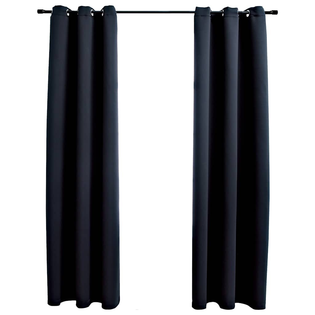 Verduisteringsgordijnen met ringen 2 stuks zwart 97x213 cm stof is nu te koop bij PeponiXL, paradijselijk wonen!