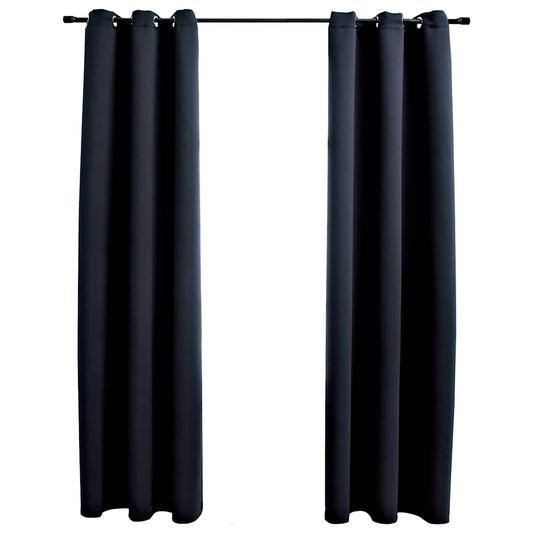 Verduisteringsgordijnen met ringen 2 stuks zwart 97x213 cm stof is nu te koop bij PeponiXL, paradijselijk wonen!
