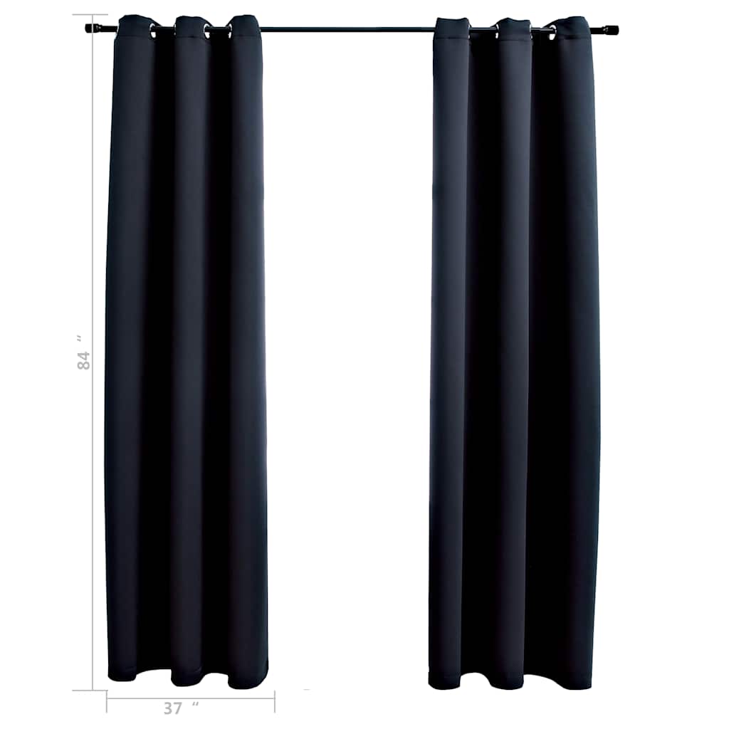 Verduisteringsgordijnen met ringen 2 stuks zwart 97x213 cm stof is nu te koop bij PeponiXL, paradijselijk wonen!