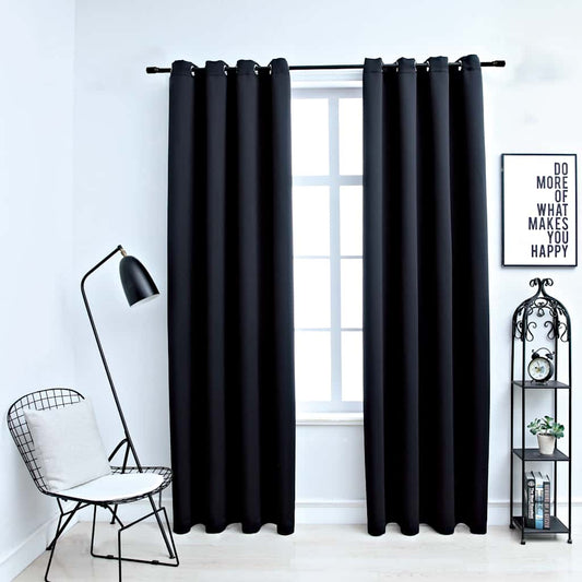 Verduisteringsgordijnen met ringen 2 stuks zwart 137x213 cm stof is nu te koop bij PeponiXL, paradijselijk wonen!
