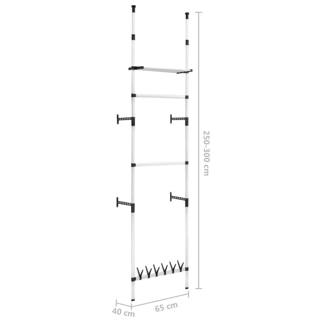 Kledingkastsysteem met stangen en schap telescopisch aluminium is nu te koop bij PeponiXL, paradijselijk wonen!