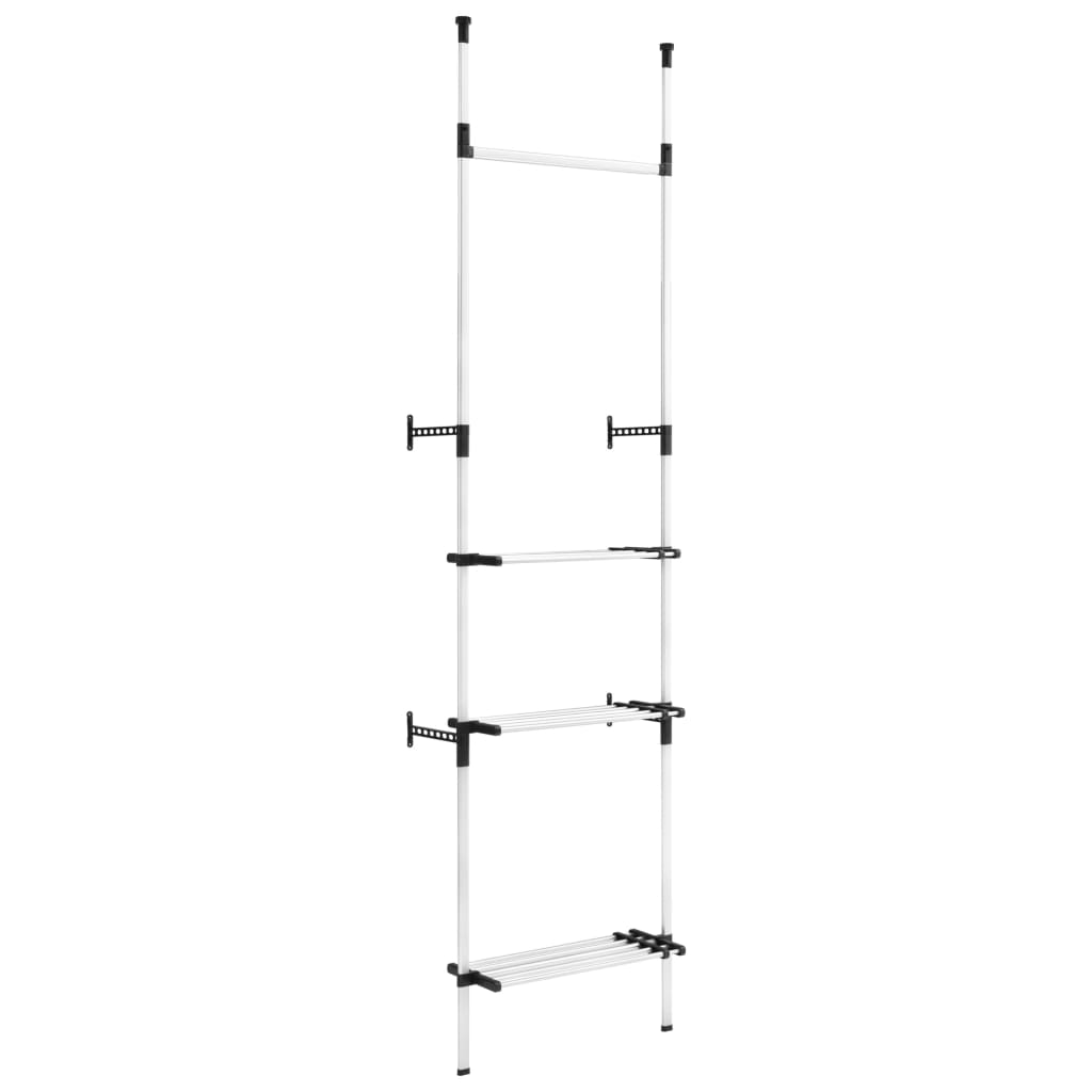Kledingkastsysteem met stangen en schap telescopisch aluminium is nu te koop bij PeponiXL, paradijselijk wonen!