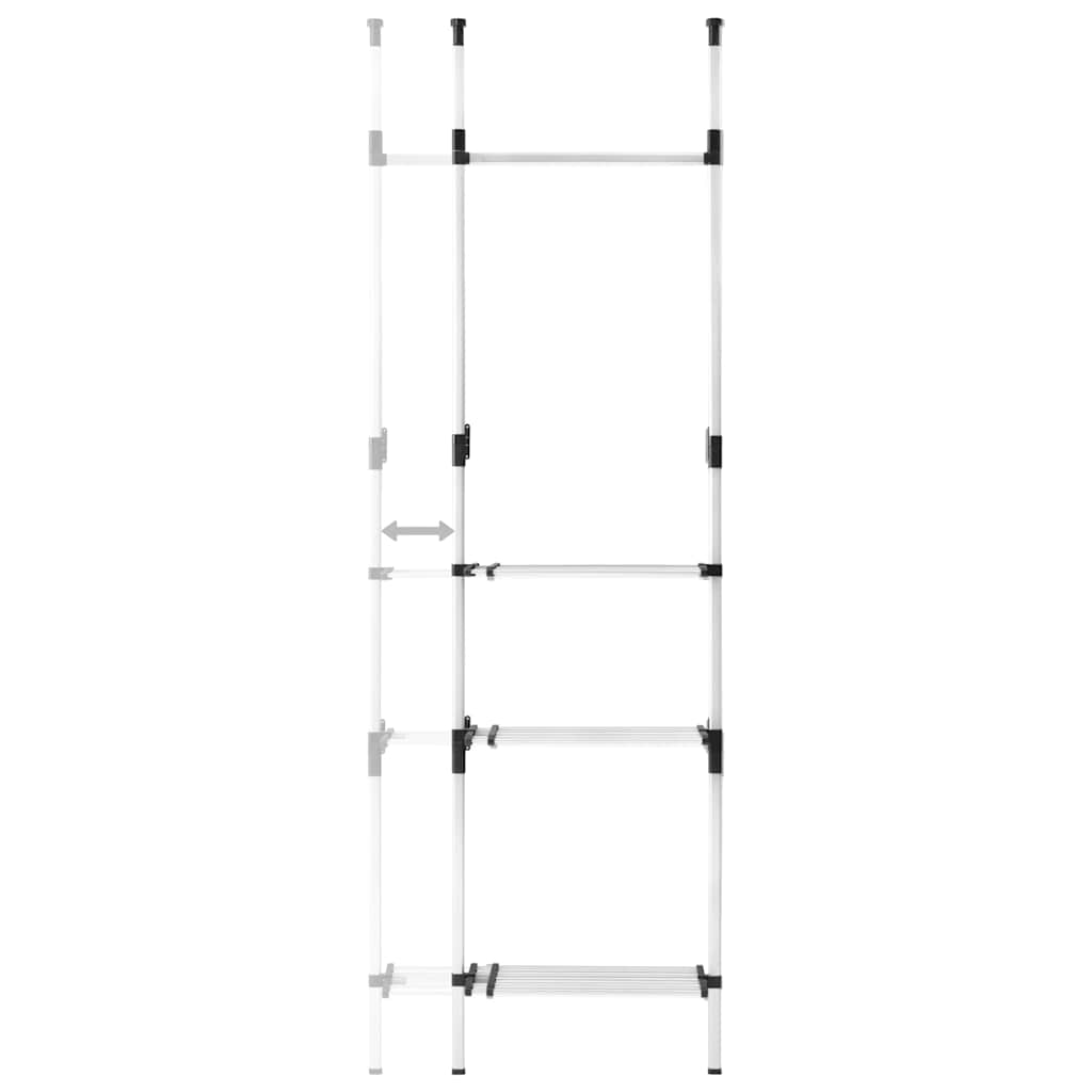 Kledingkastsysteem met stangen en schap telescopisch aluminium is nu te koop bij PeponiXL, paradijselijk wonen!