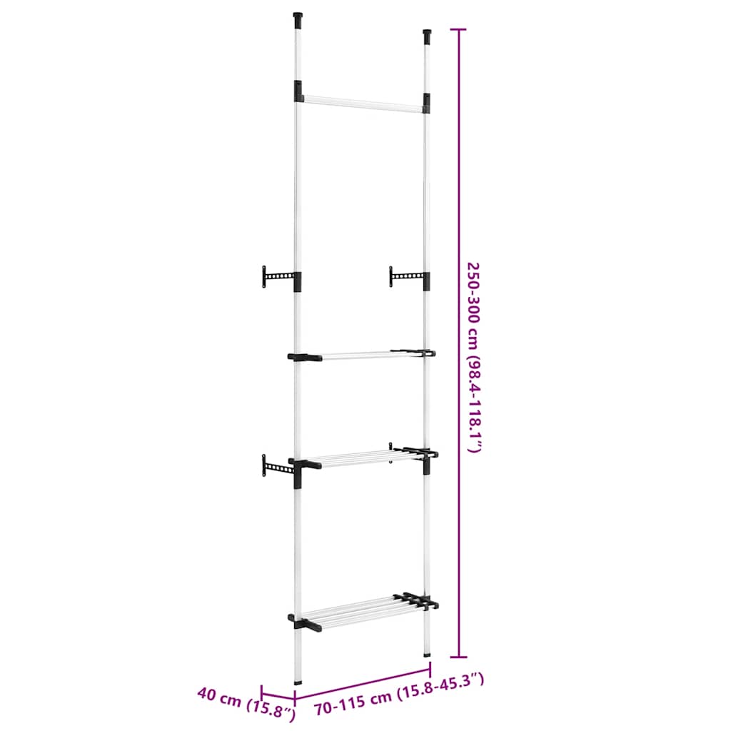 Kledingkastsysteem met stangen en schap telescopisch aluminium is nu te koop bij PeponiXL, paradijselijk wonen!