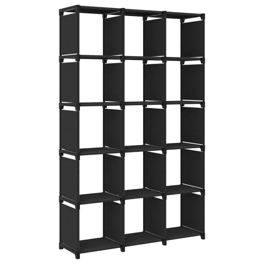Kast met 15 vakken 103x30x175,5 cm stof zwart is nu te koop bij PeponiXL, paradijselijk wonen!
