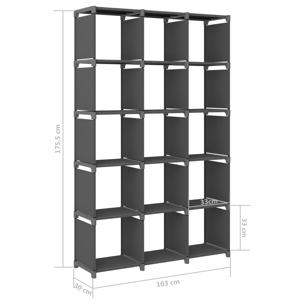 Kast met 15 vakken 103x30x175,5 cm stof grijs is nu te koop bij PeponiXL, paradijselijk wonen!
