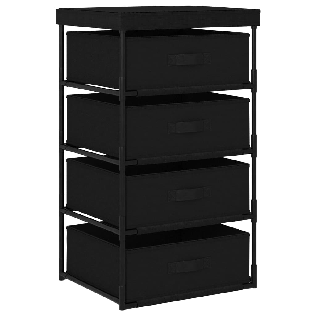 Opbergrek met 4 stoffen manden staal zwart is nu te koop bij PeponiXL, paradijselijk wonen!