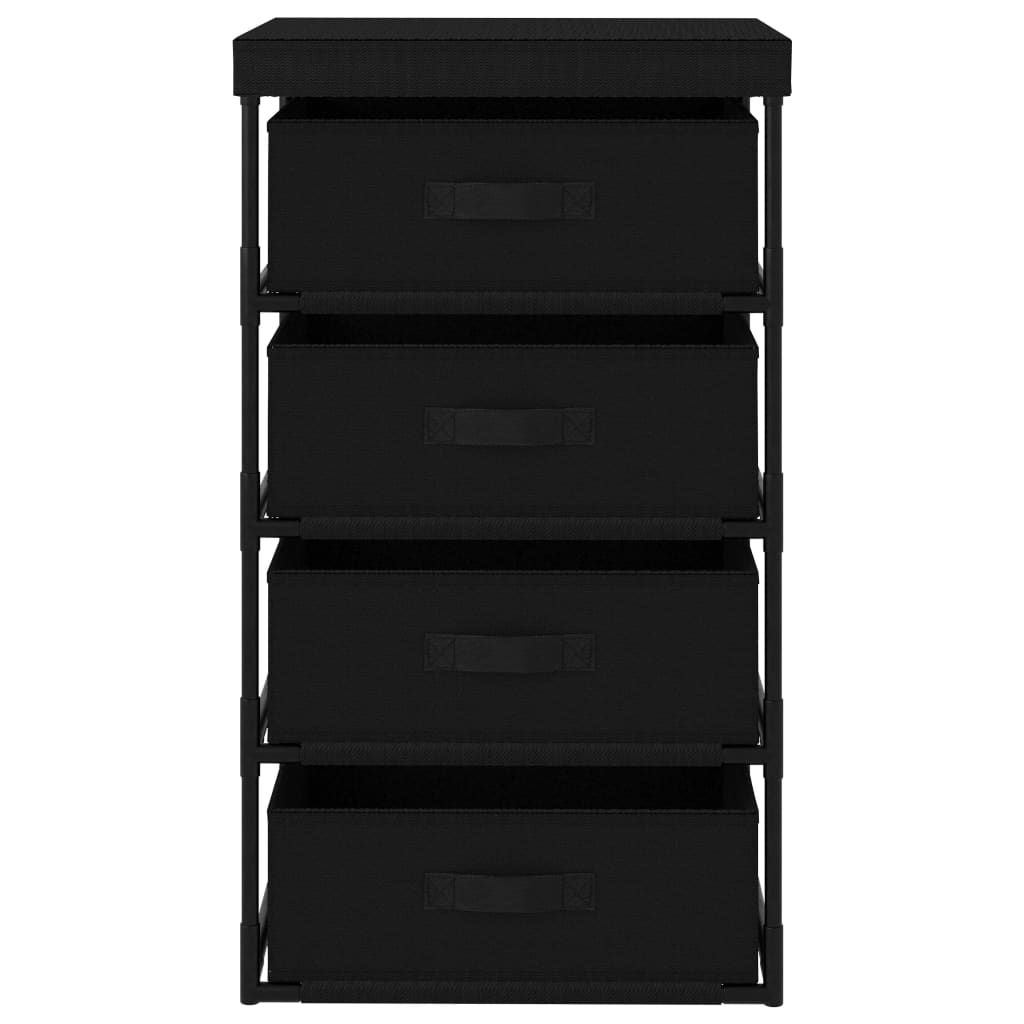 Opbergrek met 4 stoffen manden staal zwart is nu te koop bij PeponiXL, paradijselijk wonen!