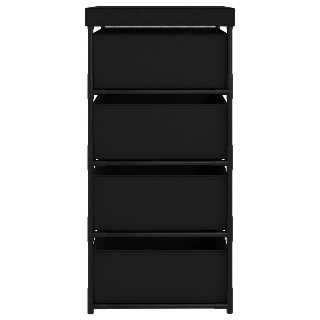 Opbergrek met 4 stoffen manden staal zwart is nu te koop bij PeponiXL, paradijselijk wonen!