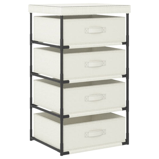 Opbergrek met 4 stoffen manden staal crème is nu te koop bij PeponiXL, paradijselijk wonen!