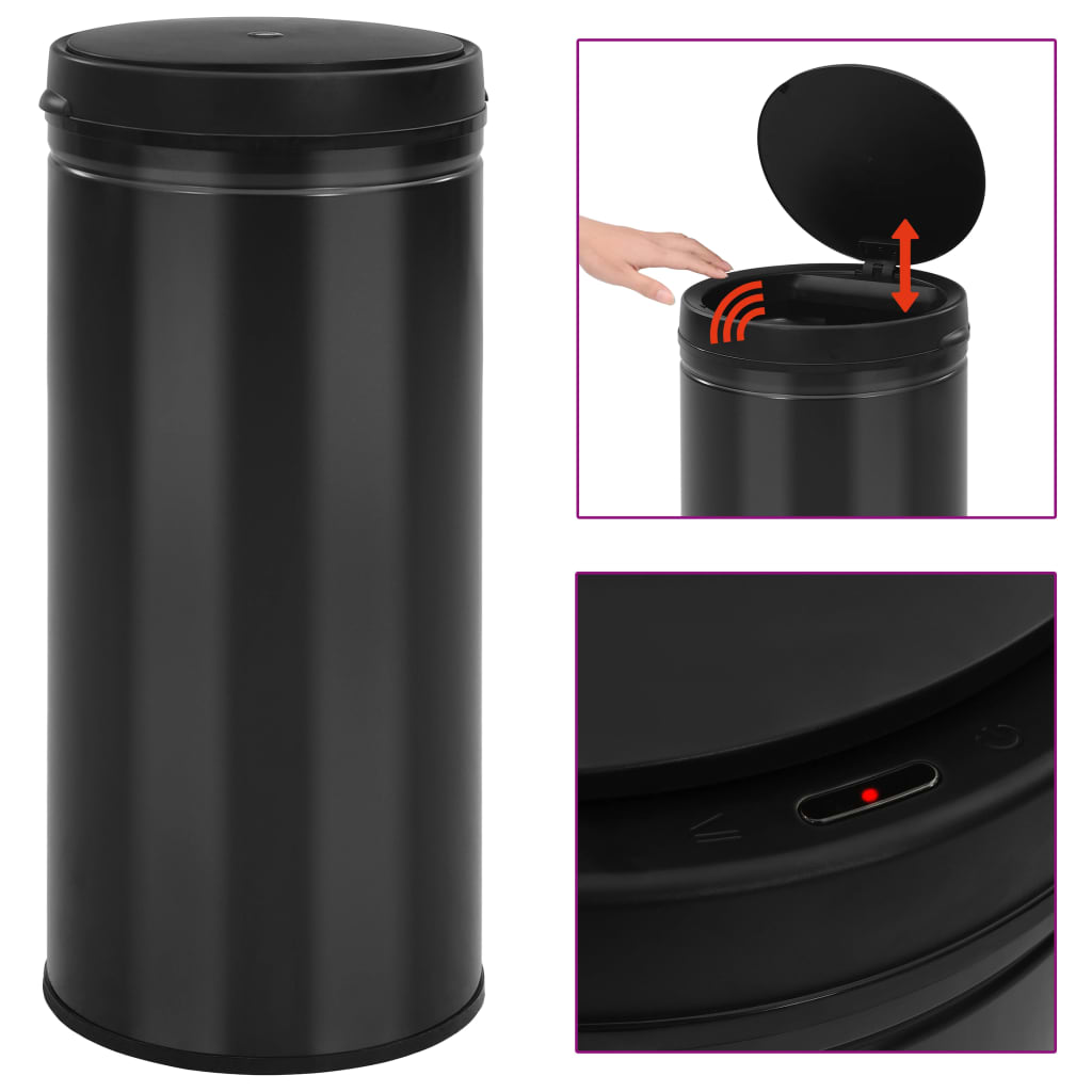 Prullenbak met automatische sensor 80 L koolstofstaal zwart is nu te koop bij PeponiXL, paradijselijk wonen!