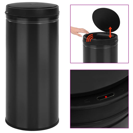 Prullenbak met automatische sensor 80 L koolstofstaal zwart is nu te koop bij PeponiXL, paradijselijk wonen!