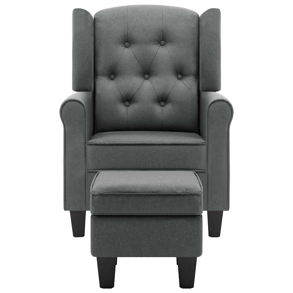 Fauteuil met voetenbankje stof lichtgrijs is nu te koop bij PeponiXL, paradijselijk wonen!