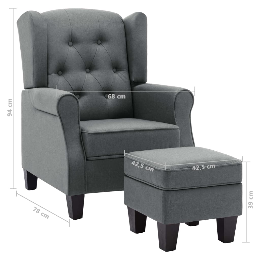 Fauteuil met voetenbankje stof lichtgrijs is nu te koop bij PeponiXL, paradijselijk wonen!