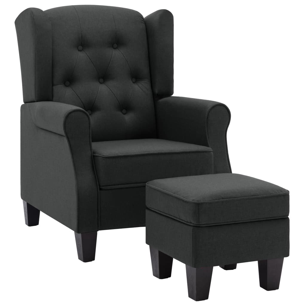 Fauteuil met voetenbankje stof donkergrijs is nu te koop bij PeponiXL, paradijselijk wonen!