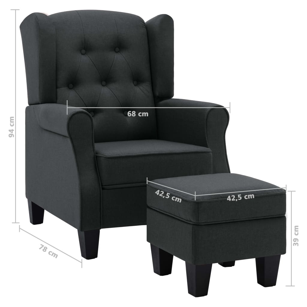 Fauteuil met voetenbankje stof donkergrijs is nu te koop bij PeponiXL, paradijselijk wonen!