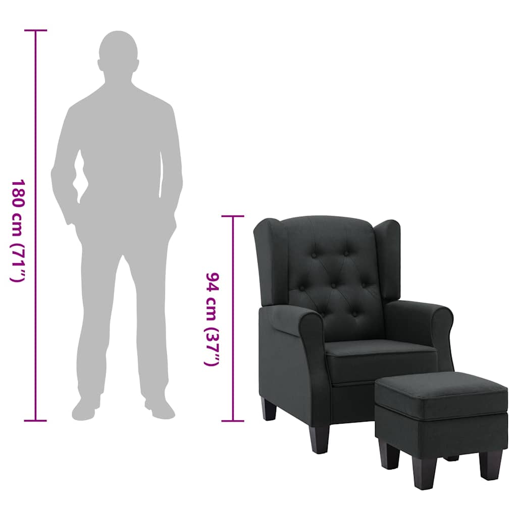 Fauteuil met voetenbankje stof donkergrijs is nu te koop bij PeponiXL, paradijselijk wonen!